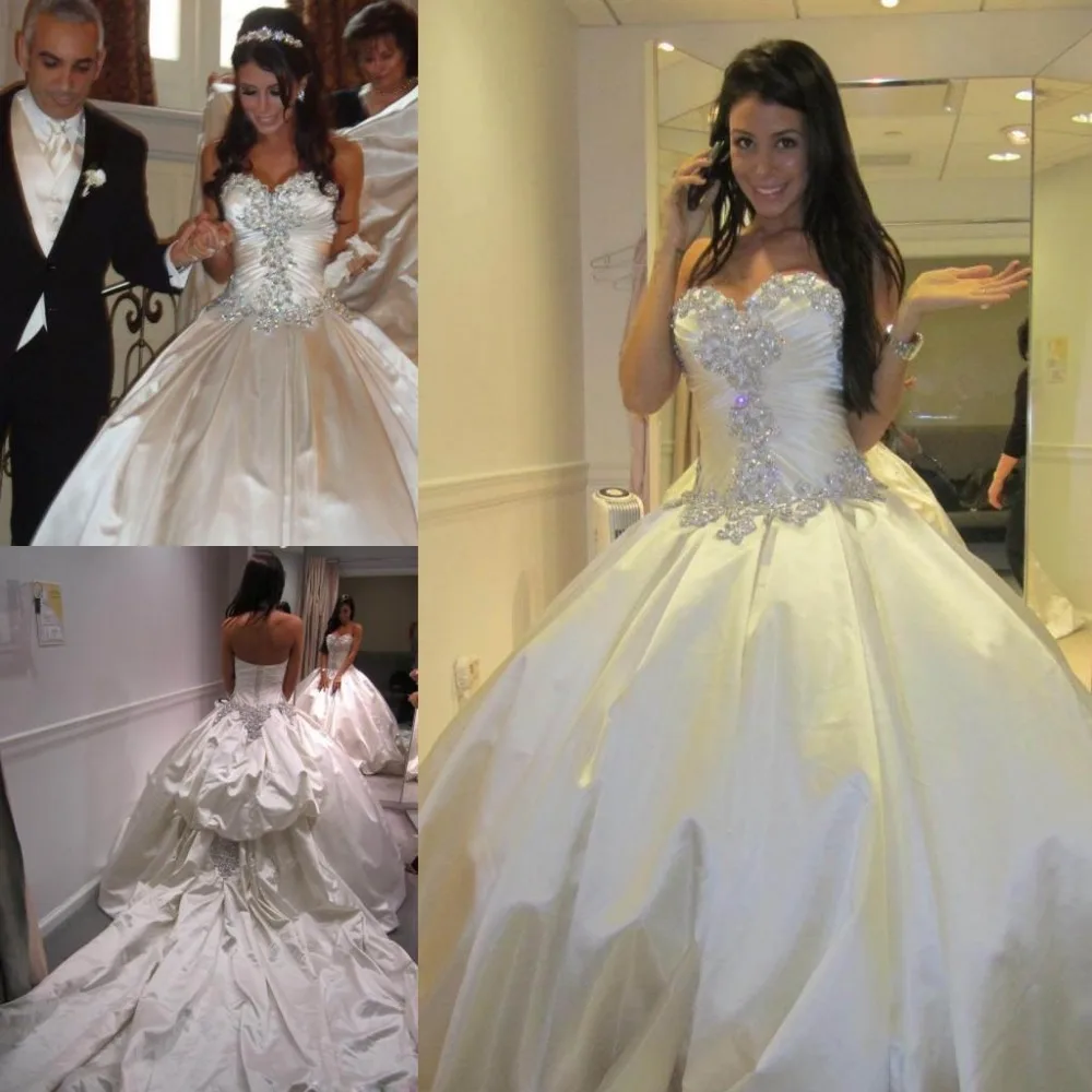 Vestido De Noiva 2016 Wedding Dresses Ball Gown Crystal Beaded Taffeta Wedding Dress Chapel train Lace-up Bridal Gowns R189
Vestido De Noiva 2016 Wedding Dresses Ball Gown Crystal Beaded Taffeta Wedding Dress Chapel train Lace-up Bridal Gowns R189