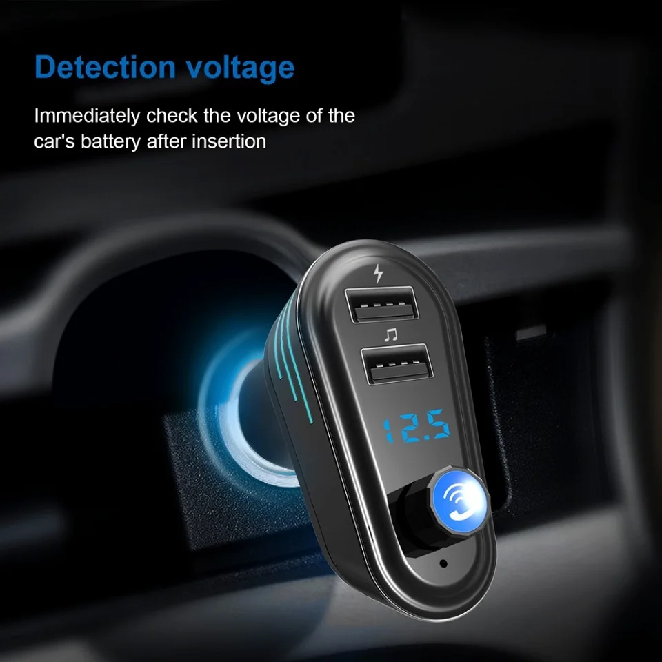 

FM Transmitter Bluetooth 4.2 Handsfree Car Kit Wireless A2DP Music MP3 Player 5V 3.4A Dual USB Charger Support USB Flash Driver