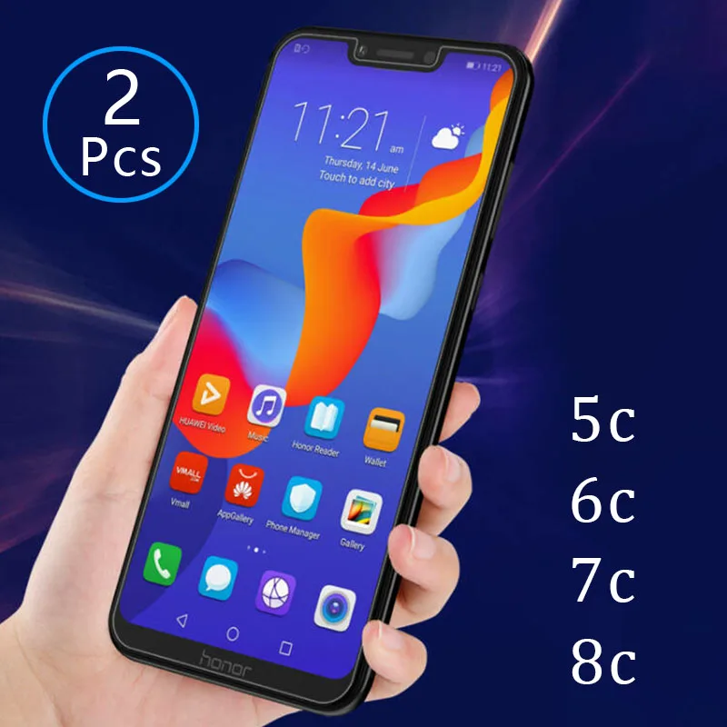 2 шт. закаленное стекло на Honor 8c 7c 6c pro 5c Защитное для экрана Защитная пленка