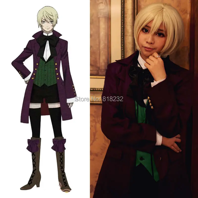 Костюм черный Батлер 2 Kuroshitsuji Alois Trancy пиджак рубашка шорты наряд для