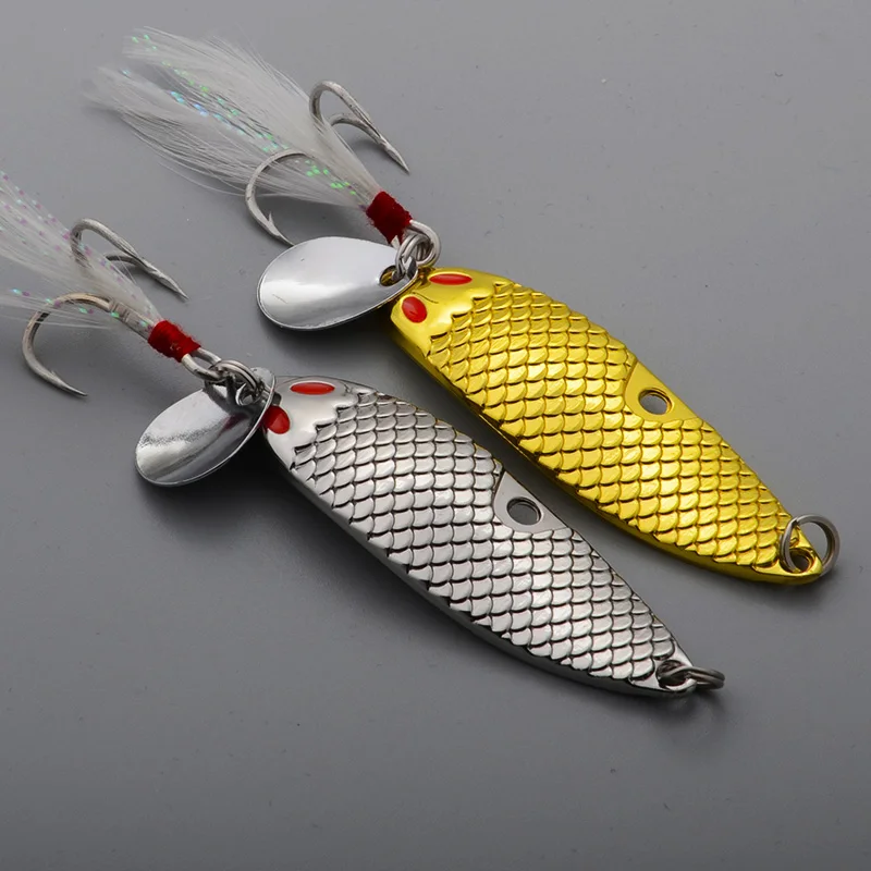 1 Pcs Fishing Spoon 7g/10g/15g VMC Feather Hooks Metal Fishing Lure Wobblers Tackle Isca Artificial Pesca
1 Pcs Fishing Spoon 7g/10g/15g VMC Feather Hooks Metal Fishing Lure Wobblers Tackle Isca Artificial Pesca