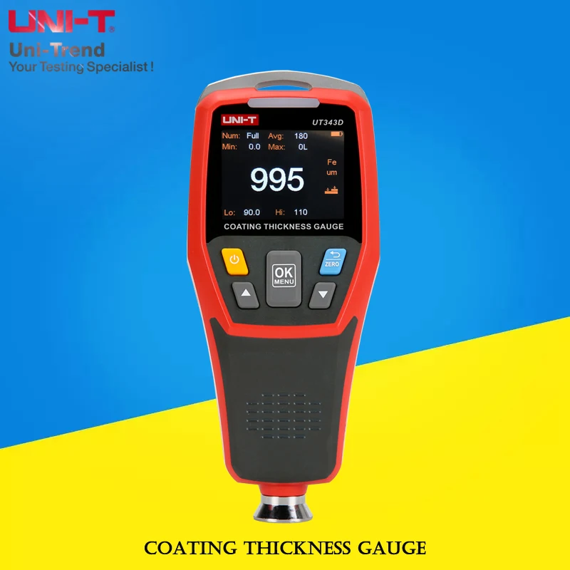 UNI-T UT343D Coating Thickness Gauge; iron matrix/non-ferrous matrix measurement (FE/NFE)/USB communication
UNI-T UT343D Coating Thickness Gauge; iron matrix/non-ferrous matrix measurement (FE/NFE)/USB communication