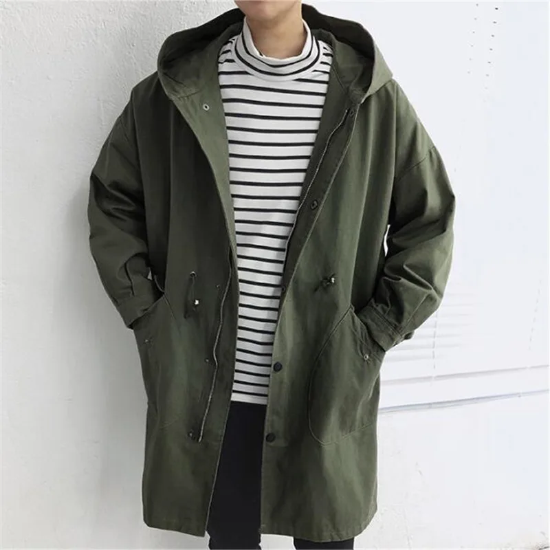 Men's Jacket Hooded Trench Coat Big Pocket Men Trench Coat Spring Casual Loose Trench Coat Men Single Breasted Army Green A5293
Men's Jacket Hooded Trench Coat Big Pocket Men Trench Coat Spring Casual Loose Trench Coat Men Single Breasted Army Green A5293