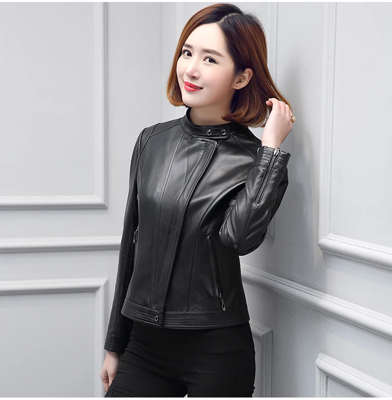 Sheep Leather Motorcycle Jacket Women Black Women's Leather Jacket Genuine Sheepskin Coat Spring Autumn gl0140
Sheep Leather Motorcycle Jacket Women Black Women's Leather Jacket Genuine Sheepskin Coat Spring Autumn gl0140