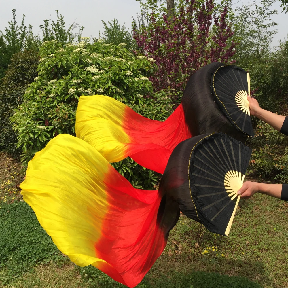 Women Black Red Yellow Gradient 100% Real Silk Belly Dance Fan 1.8m 1pair(L+R) New Arriva
Women Black Red Yellow Gradient 100% Real Silk Belly Dance Fan 1.8m 1pair(L+R) New Arriva