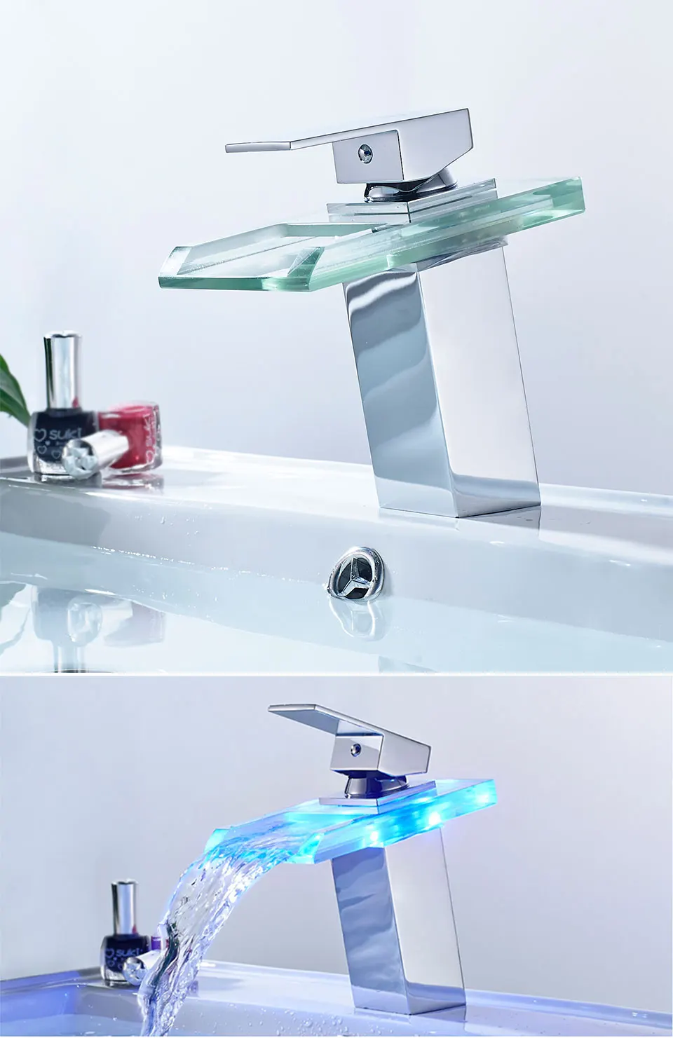 LED Basin Faucet Brass Waterfall Temperature Colors Change Bathroom Mixer Tap Deck Mounted Wash Sink Glass Taps
LED Basin Faucet Brass Waterfall Temperature Colors Change Bathroom Mixer Tap Deck Mounted Wash Sink Glass Taps