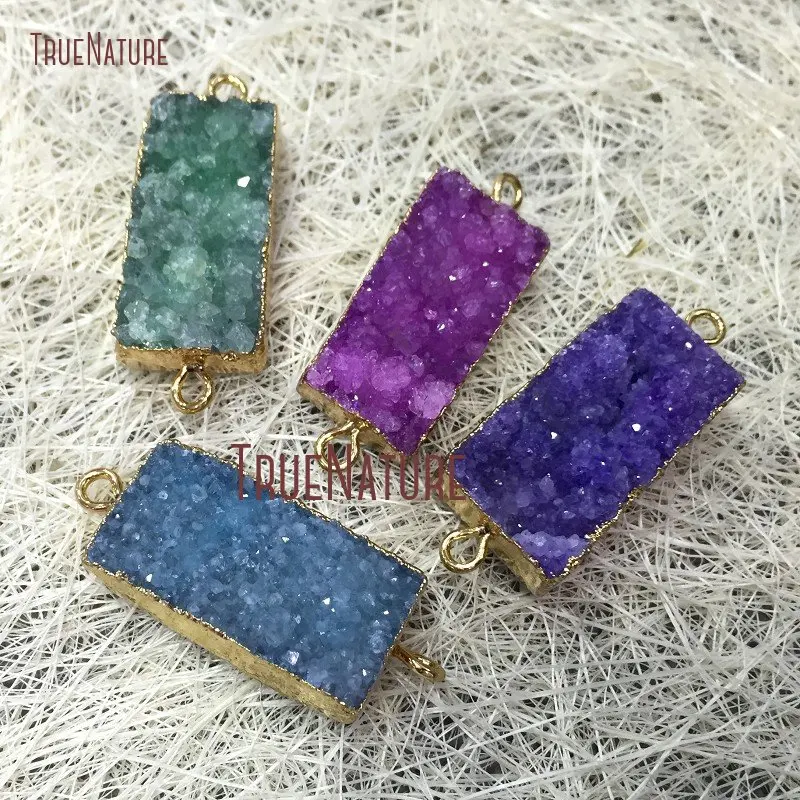 10Pcs Gold Plating Rectangle Connector Random Color Druzy Crystal Double Bail Pendant Approx 30x17mm PC932
10Pcs Gold Plating Rectangle Connector Random Color Druzy Crystal Double Bail Pendant Approx 30x17mm PC932