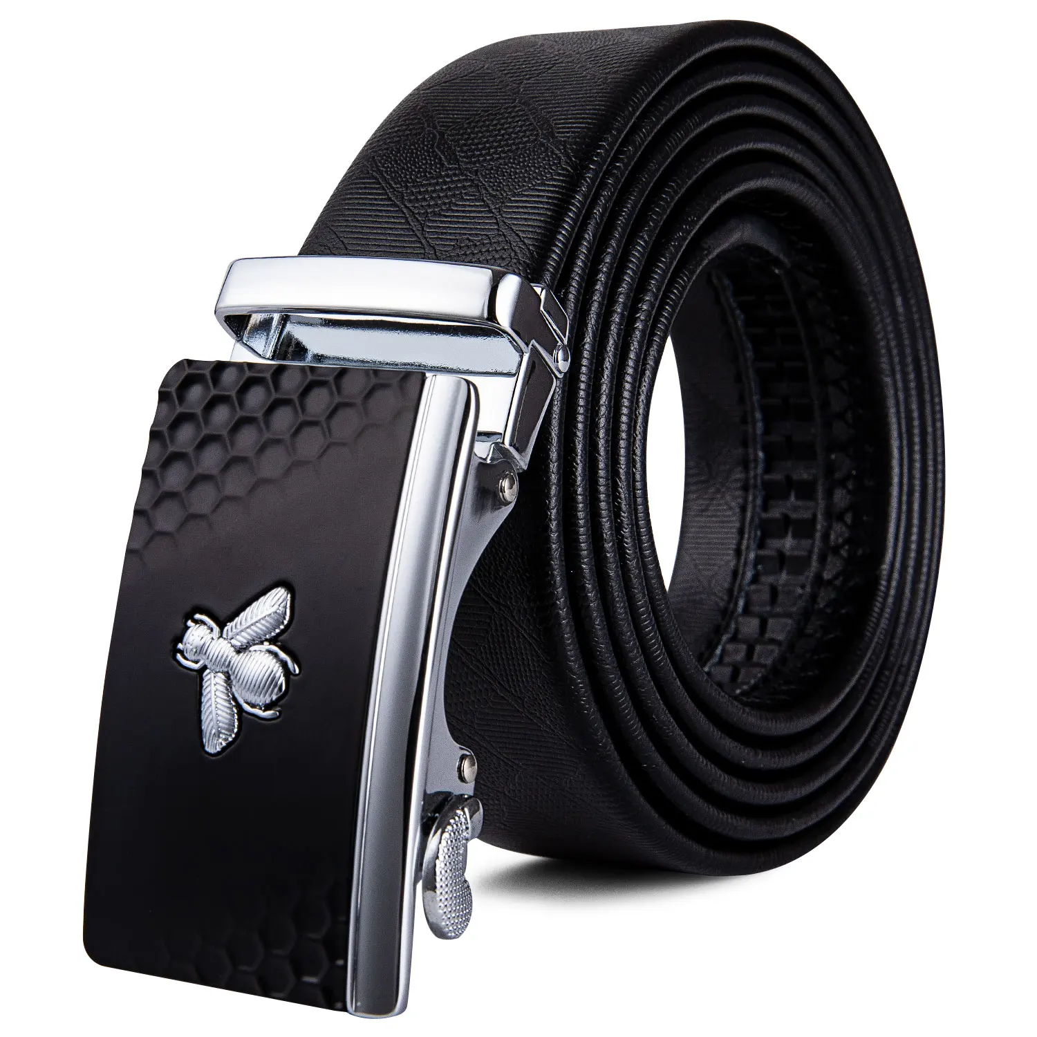 

BK-2067 Barry.Wang 2019 Fashion Bee Automatic Alloy Buckle Men 160cm Genuine Leather Cowhide Strap Belts For Men Business Party
