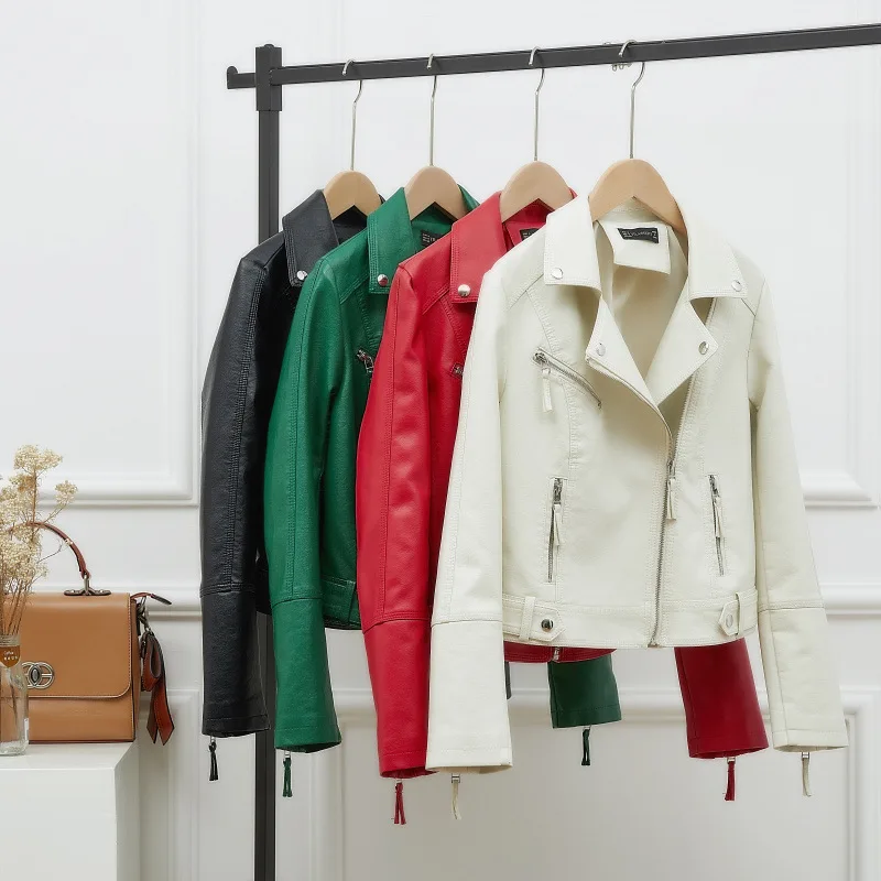 Motorcycle Faux Pu Leather Jacket Women Turn-down Collar Zipper Springautumn Female Coat Bomber Biker Ladies Leather Jackets
Motorcycle Faux Pu Leather Jacket Women Turn-down Collar Zipper Springautumn Female Coat Bomber Biker Ladies Leather Jackets