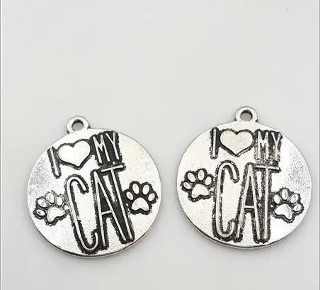 High Quality 10 Pieces/Lot Diameter 25mm Letter Embossed I Love My Cat Paw Print Pet Cat Message Charm For Jewelry Making
High Quality 10 Pieces/Lot Diameter 25mm Letter Embossed I Love My Cat Paw Print Pet Cat Message Charm For Jewelry Making