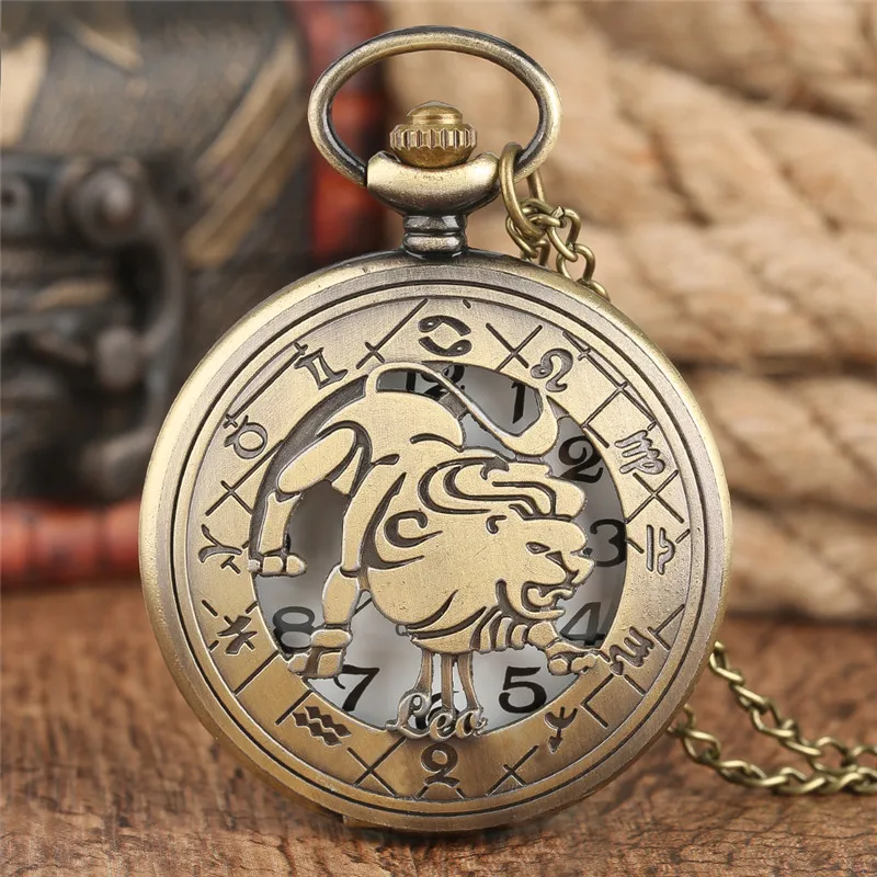 Retro Bronze Constellations Pocket Watch Hollow Leo Case Pendant Chain Casual Students Clock Gifts for Birthday Friends Lovers
Retro Bronze Constellations Pocket Watch Hollow Leo Case Pendant Chain Casual Students Clock Gifts for Birthday Friends Lovers