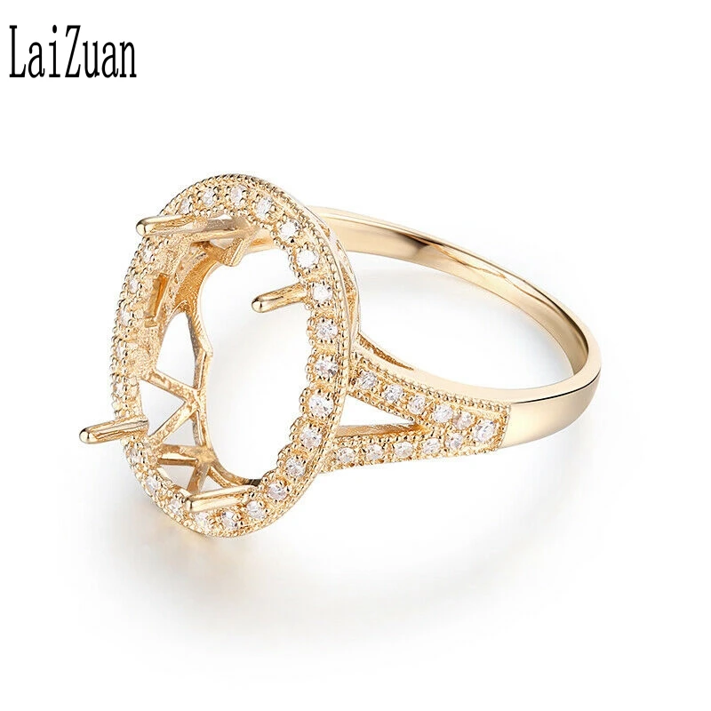 LaiZuan овальные 14x10 мм Твердые 10K розовое золото паве 0.3ct натуральный бриллиант