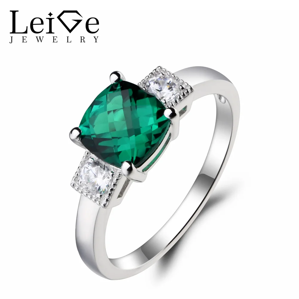 Leige Jewelry Anniversary Ring Lab Emerald Ring Cushion Cut Green Gemstone 925 Sterling Silver May Birthstone Presents for Women
Leige Jewelry Anniversary Ring Lab Emerald Ring Cushion Cut Green Gemstone 925 Sterling Silver May Birthstone Presents for Women