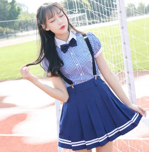 Korean New Fashion Plaid Blouse School Girl Uniform Suspender Skirt Autumn Japanese Vintage Slim College Strap Pleated Skirts
Korean New Fashion Plaid Blouse School Girl Uniform Suspender Skirt Autumn Japanese Vintage Slim College Strap Pleated Skirts