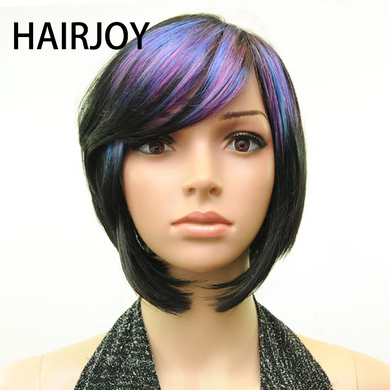 HAIRJOY женский парик из синтетических волос 3 тона разные цвета короткие прямые