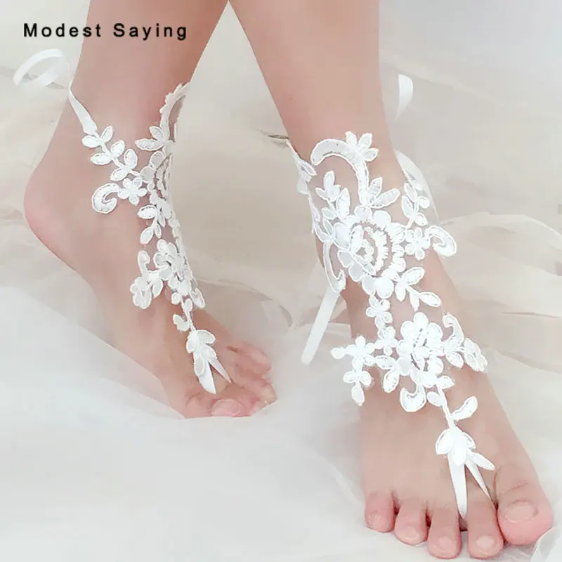 Real Picture Ivory Elegant Lace Wedding Barefoot Sandals 2018 Summer Wear Bridesmaid Yoga Footwear Beach Anklet for Bridesmaids
Real Picture Ivory Elegant Lace Wedding Barefoot Sandals 2018 Summer Wear Bridesmaid Yoga Footwear Beach Anklet for Bridesmaids