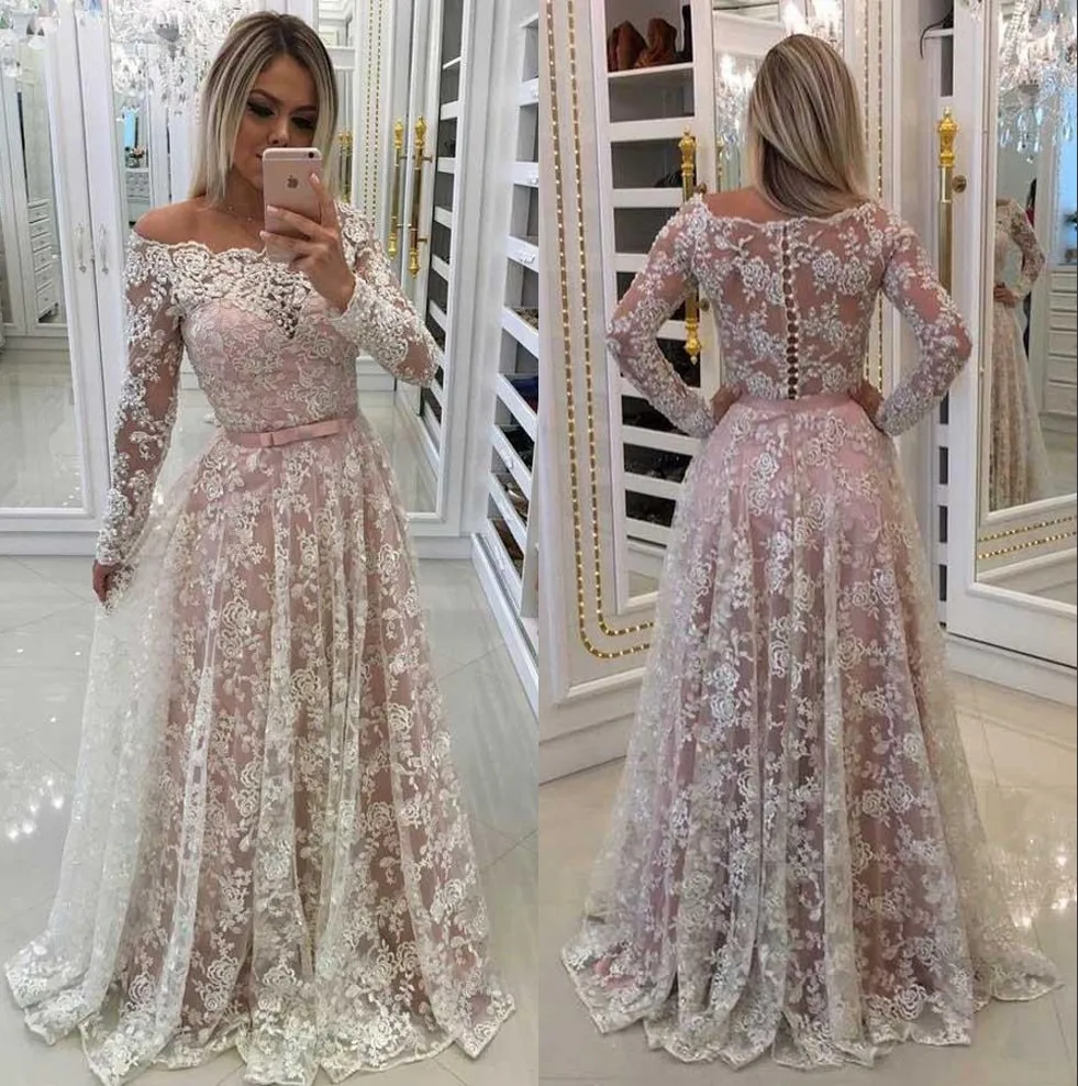 Muslim Off The Shoulder Pink Lace Evening Dresses A-line Long Sleeves Saudi Arabic Dubai Long Evening Formal Party Dress
Muslim Off The Shoulder Pink Lace Evening Dresses A-line Long Sleeves Saudi Arabic Dubai Long Evening Formal Party Dress