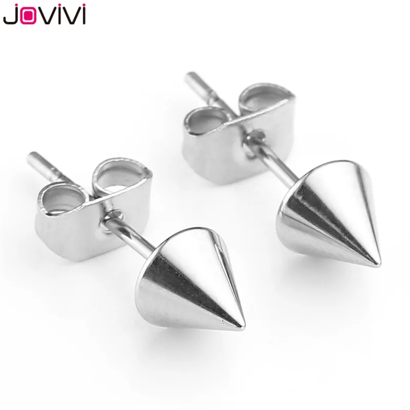 Серьги гвоздики Jovivi из нержавеющей стали с шипами черного и серебряного цвета