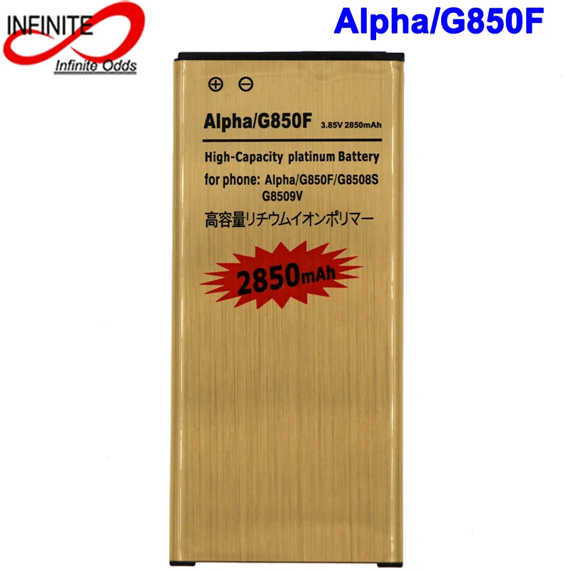 2850mAh EB-BG850BBC EB-BG850BBE Gold Battery For Samsung Galaxy Alpha G850 G8508 G8508S G8509v G850F G850T Batterie Batterij
2850mAh EB-BG850BBC EB-BG850BBE Gold Battery For Samsung Galaxy Alpha G850 G8508 G8508S G8509v G850F G850T Batterie Batterij