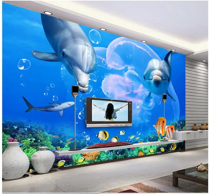 Customized 3d murals wallpaper Dolphin Great White Shark Underwater World TV Wall paper bedroom wall 3d wallpaper home decor
Customized 3d murals wallpaper Dolphin Great White Shark Underwater World TV Wall paper bedroom wall 3d wallpaper home decor