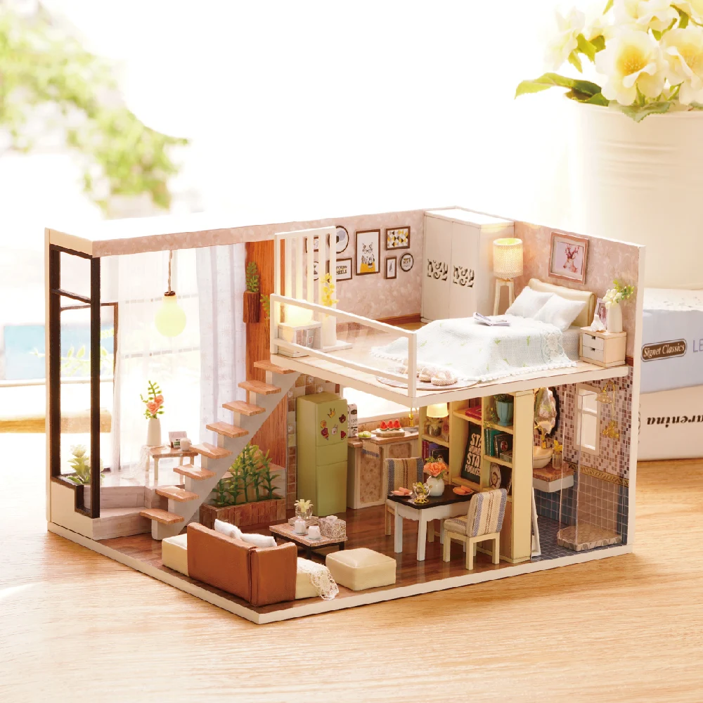 CUTE ROOM DIY Doll House Miniatures With 5 Led Furnitures 3D Dollhouse Wooden Miniaturas Toys For Children Gifts Waiting Time
CUTE ROOM DIY Doll House Miniatures With 5 Led Furnitures 3D Dollhouse Wooden Miniaturas Toys For Children Gifts Waiting Time