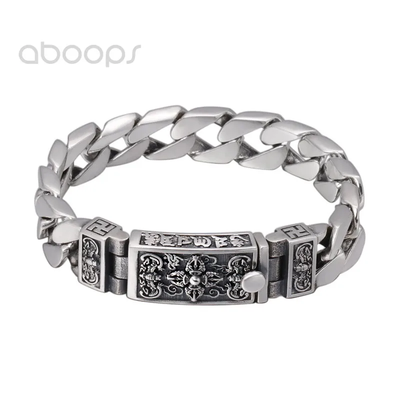 Vintage 925 Sterling Silver Curb Chain Bracelet with Buddhism Vajra Clasp for Men Boys,12mm 18/20cm,Free Shipping
Vintage 925 Sterling Silver Curb Chain Bracelet with Buddhism Vajra Clasp for Men Boys,12mm 18/20cm,Free Shipping