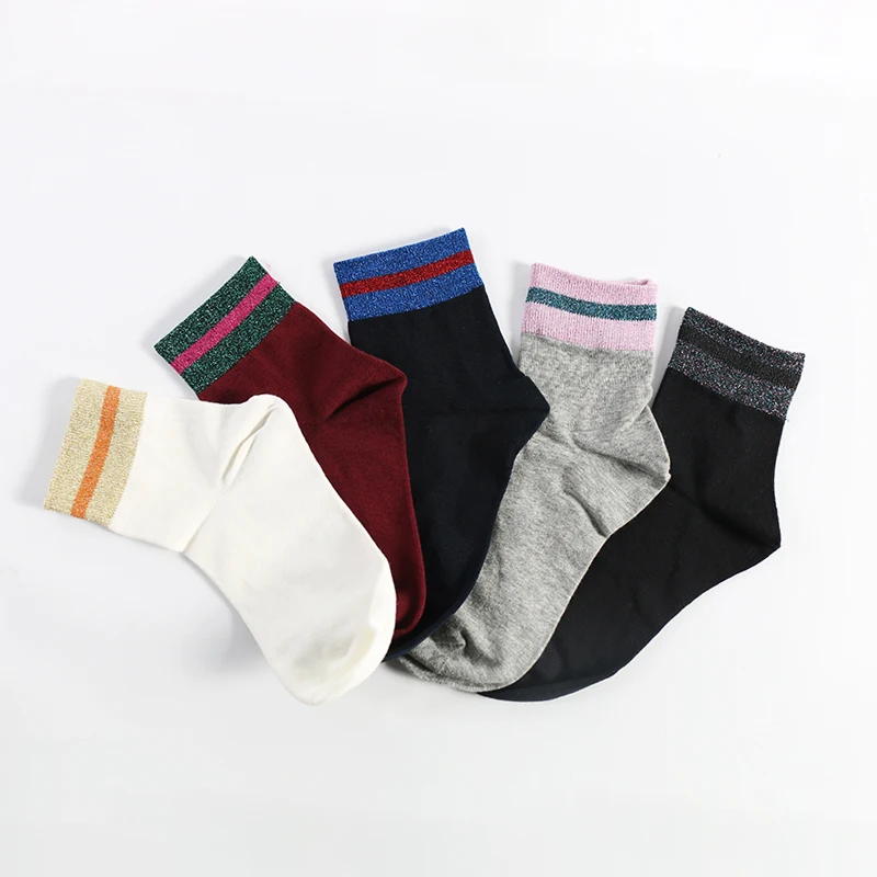 

DONG AI Women's Socks Cotton Color Stripes Socks Fashion Warm Casual Tide Socks Female Cute Skateboard Sock harajuku korean Sox