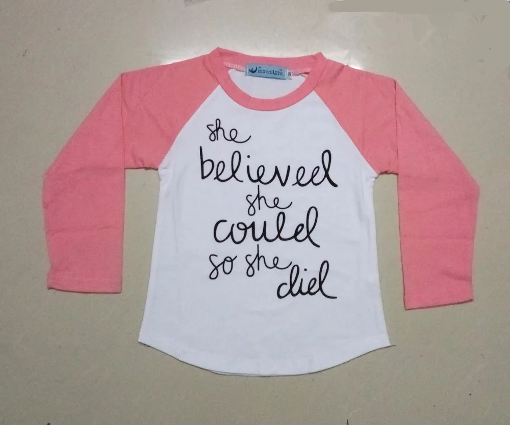 2019 Baby Girls T-Shirt Letter Print Shirt Toddler Long Sleeve Tops She Believe She Could Blouse Cotton Kids Girls Clothing
2019 Baby Girls T-Shirt Letter Print Shirt Toddler Long Sleeve Tops She Believe She Could Blouse Cotton Kids Girls Clothing