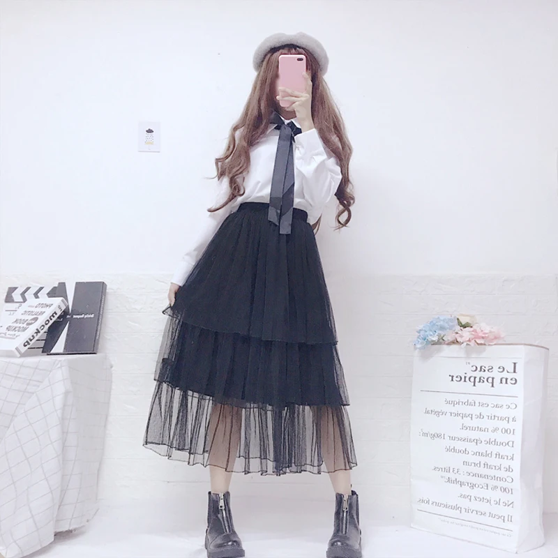 Spring Women's 2019 New Korean Long Sleeve Sweet Cute Shirt + Pleated Cake Yarn Skirt Women Two Piece Outfits
Spring Women's 2019 New Korean Long Sleeve Sweet Cute Shirt + Pleated Cake Yarn Skirt Women Two Piece Outfits