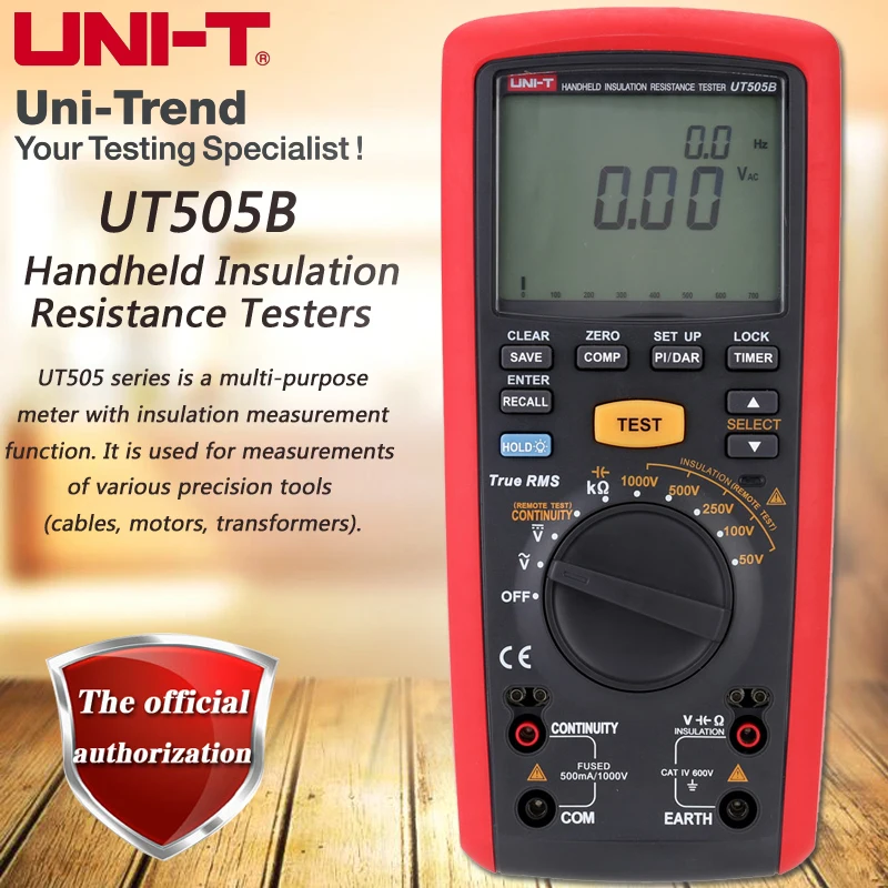 UNI-T UT505B Handheld Insulation Resistance Tester True RMS Insulation Resistance Multimeter 1000V Megohmmeter LCD Backlight
UNI-T UT505B Handheld Insulation Resistance Tester True RMS Insulation Resistance Multimeter 1000V Megohmmeter LCD Backlight