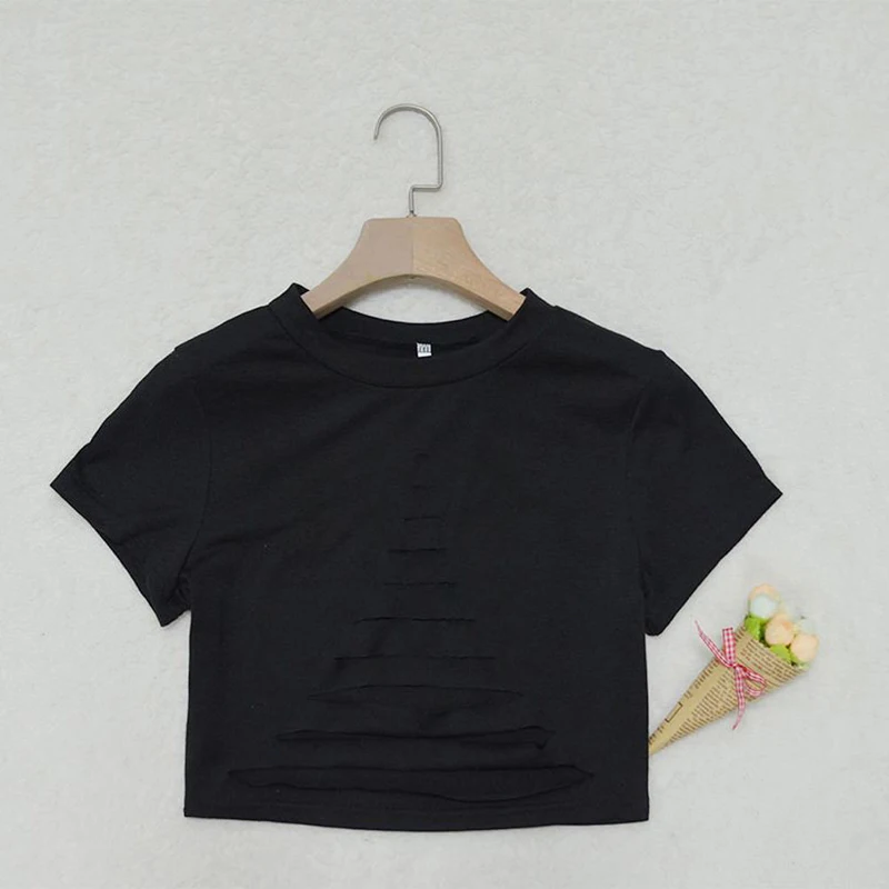 Fashion Casual Sexy Women Ladies Summer T-Shirts Cotton Short Sleeve Hole Solid O-Neck Pullover Short length Tops 2 Style
Fashion Casual Sexy Women Ladies Summer T-Shirts Cotton Short Sleeve Hole Solid O-Neck Pullover Short length Tops 2 Style