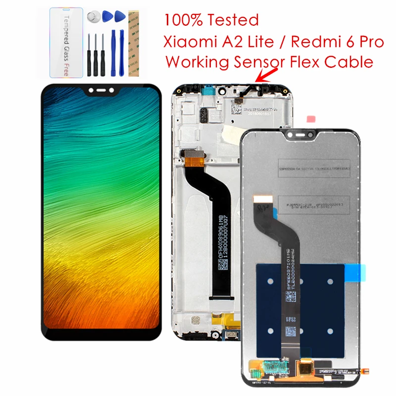 ЖК дисплей и рамка для Xiaomi Mi A2 Lite / Redmi 6 Pro сенсорный экран 6Pro дигитайзер дисплея
