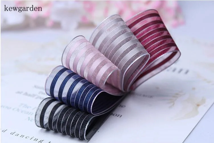 

Kewgarden Wholesale 38mm 25mm 1" Stripe Yarn Ribbons Handmade Tape DIY Bowknot Accessories Ribbed Packaging Ribbon 100yards /lot