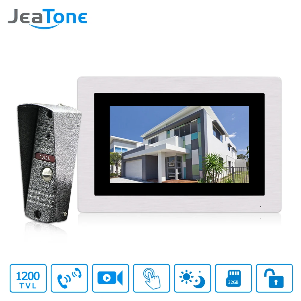 JeaTone Видео Домофон 7 "Сенсорный Экран Смарт Открытый Система Дверной Звонок С