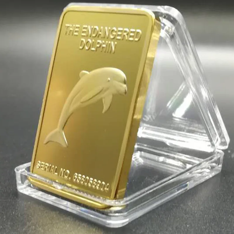 100 pcs Non magnetic end danger Australian animal dolphin ingot gold plated badge bullion bar souvenir decoration coin
100 pcs Non magnetic end danger Australian animal dolphin ingot gold plated badge bullion bar souvenir decoration coin