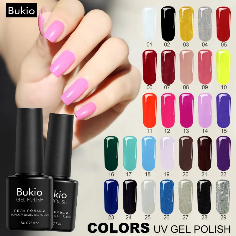 Bukio Красота 29 Цвета обычный гель Лаки для ногтей полу постоянный LED лак длительный