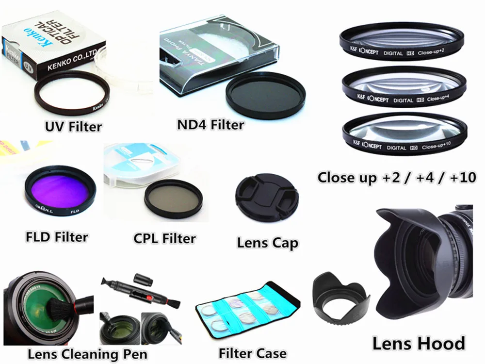 49mm Filter kit UV CPL FLD ND4 Close up + Lens Hood + Cap + cleaning pen for Canon EOS M5 M6 M10 M50 M100 M200 with 15-45mm lens
49mm Filter kit UV CPL FLD ND4 Close up + Lens Hood + Cap + cleaning pen for Canon EOS M5 M6 M10 M50 M100 M200 with 15-45mm lens