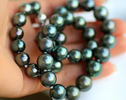 free shipping stunning AAA11-12mm Tahitian round peacock green pearl necklace 18"silver
free shipping stunning AAA11-12mm Tahitian round peacock green pearl necklace 18"silver