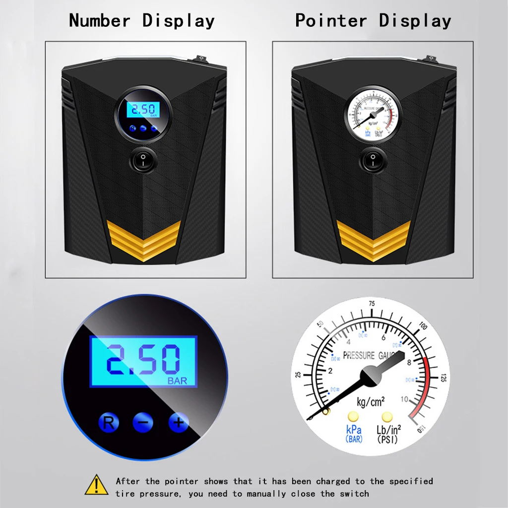 150 PSI Car Tire Inflator Air Compressor Pump Digital/Pointer Tire Inflator 12V Auto Air Pump For RV Quad ATV Truck Trailer Etc
150 PSI Car Tire Inflator Air Compressor Pump Digital/Pointer Tire Inflator 12V Auto Air Pump For RV Quad ATV Truck Trailer Etc