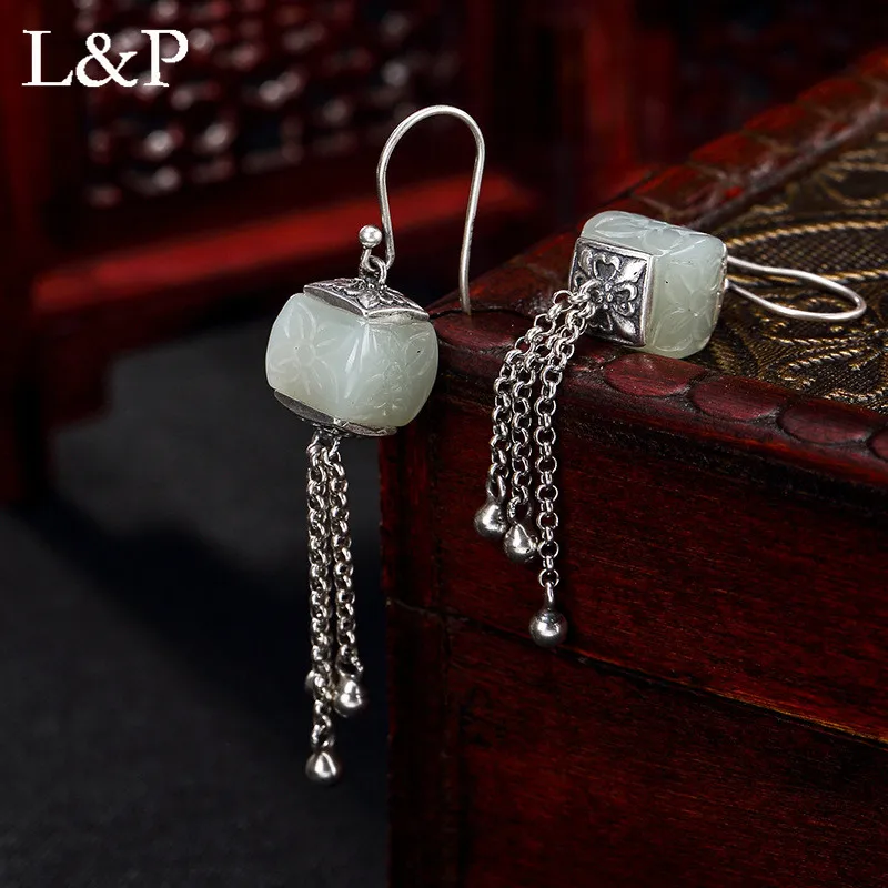 L&P Vintage Natural Jade Tassels Earrings For Lady Authentic 925 Sterling Silver Elegant Earrings Fine Jewelry Wholesale
L&P Vintage Natural Jade Tassels Earrings For Lady Authentic 925 Sterling Silver Elegant Earrings Fine Jewelry Wholesale