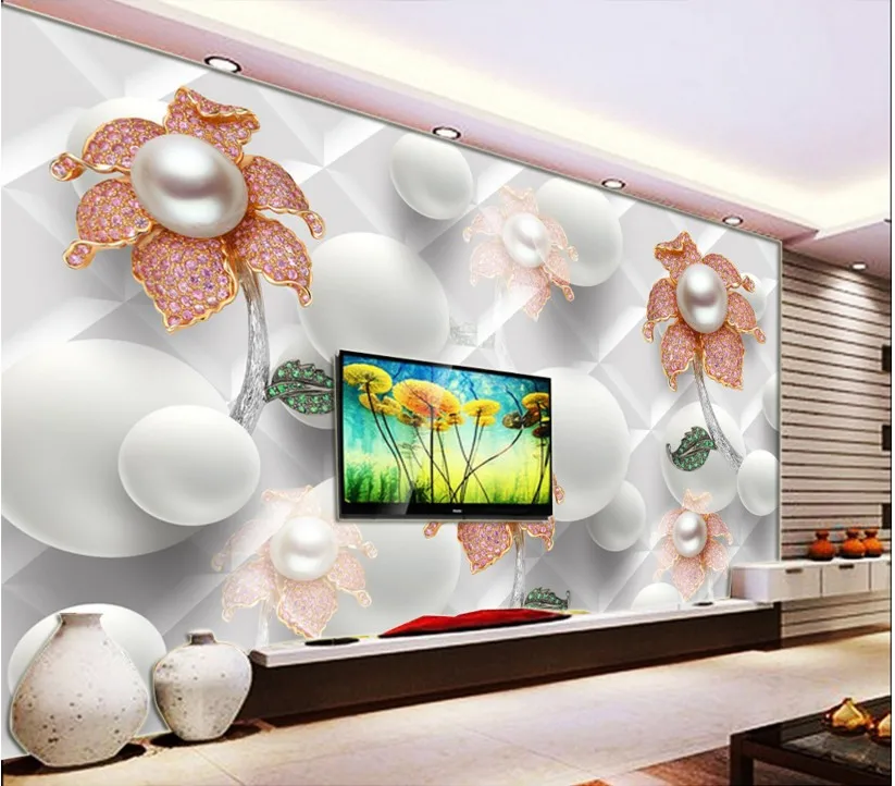 Custom Wall Mural Wallpaper Luxury European Style 3D Stereoscopic Pearl Flowers Diamond Jewelry Wall Painting Living Room
Custom Wall Mural Wallpaper Luxury European Style 3D Stereoscopic Pearl Flowers Diamond Jewelry Wall Painting Living Room