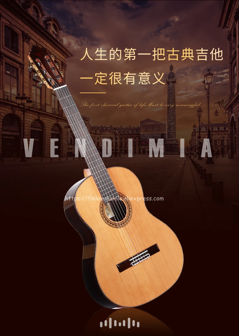 Испанская гитара ручной работы 36 дюймов акустическая VENDIMIA SOLID Cedar /Rosewood ras