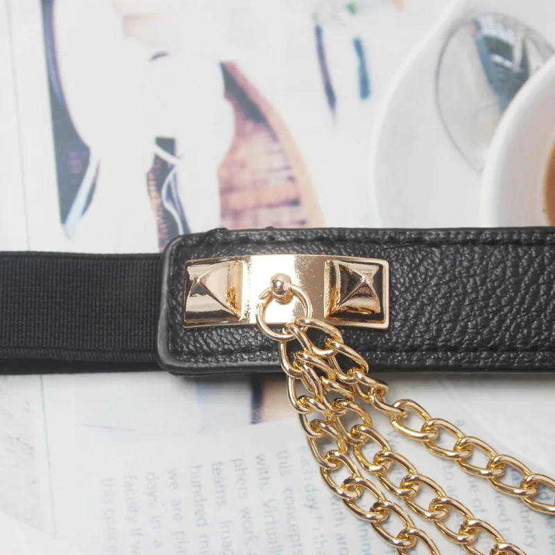 New Elastic PU Leather Belts For Women Gold Metal Chain Waist Belt Dancing Girl Belt Female Accessories Dress
New Elastic PU Leather Belts For Women Gold Metal Chain Waist Belt Dancing Girl Belt Female Accessories Dress