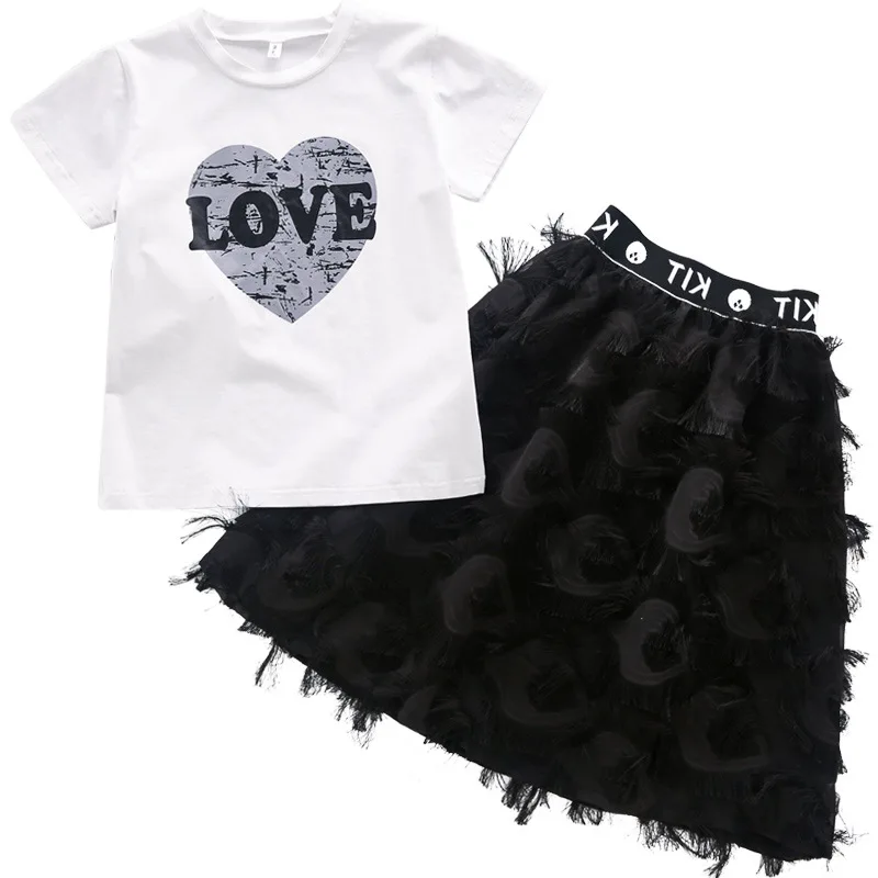 Summer Dress Girl Sets Kids Clothes Teen Girls 2 Pcs Clothes Suit 6 8 10 12 Years White Heart Print T-Shirt + Skirts For Girl
Summer Dress Girl Sets Kids Clothes Teen Girls 2 Pcs Clothes Suit 6 8 10 12 Years White Heart Print T-Shirt + Skirts For Girl