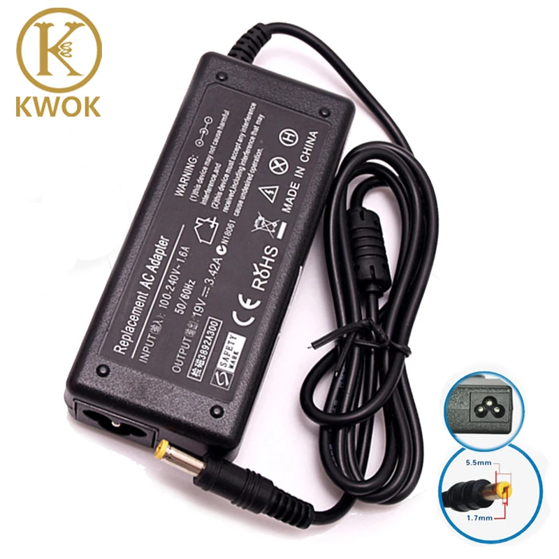 KWEOKKER 19V 3.42A 5.5*1.7mm AC Adapter Laptop Charger For Acer Aspire 19V 3.42A Notebook Power Supply Laptop Adapter Charger
KWEOKKER 19V 3.42A 5.5*1.7mm AC Adapter Laptop Charger For Acer Aspire 19V 3.42A Notebook Power Supply Laptop Adapter Charger