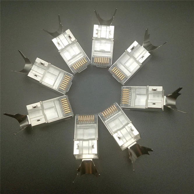 100 PS RJ45 connector f. ethernet cable plug CAT7 male network routing metal shielded cat 7 8P8C terminals+ Clip
100 PS RJ45 connector f. ethernet cable plug CAT7 male network routing metal shielded cat 7 8P8C terminals+ Clip