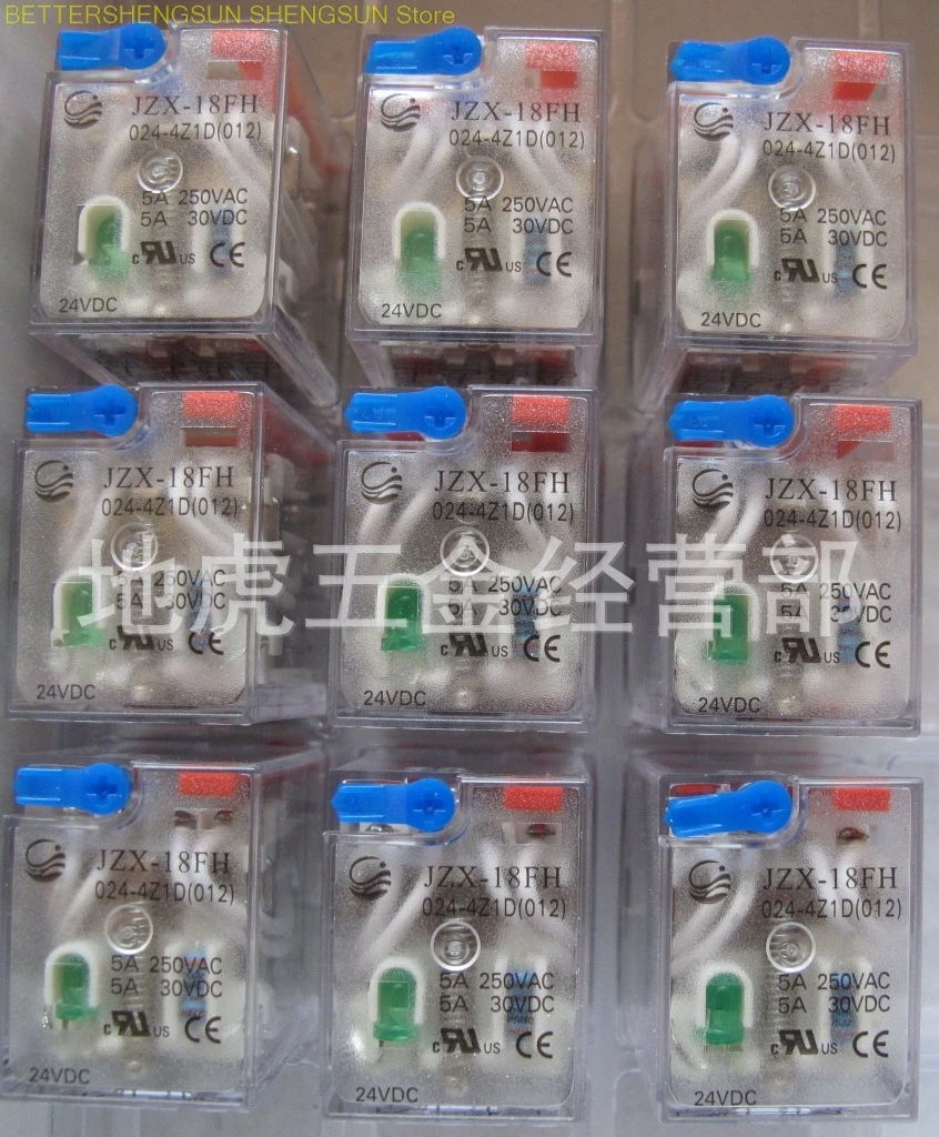 Relay 4 4 pairs of contacts JZX-18FH/024-4Z1D DC 24V with lamp and test rod
Relay 4 4 pairs of contacts JZX-18FH/024-4Z1D DC 24V with lamp and test rod