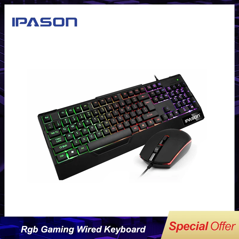 Немецкая игровая Проводная клавиатура IPASON в стиле ретро Usb Rgb для игр LoL/только