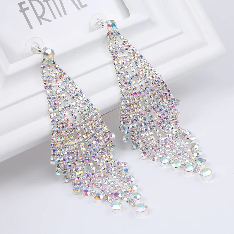 TREAZY Luxury Bridal Crystal Tassel Drop Earrings Colorful Rhinestone Long Dangle Earrings for Women Wedding Costume Jewelry
TREAZY Luxury Bridal Crystal Tassel Drop Earrings Colorful Rhinestone Long Dangle Earrings for Women Wedding Costume Jewelry