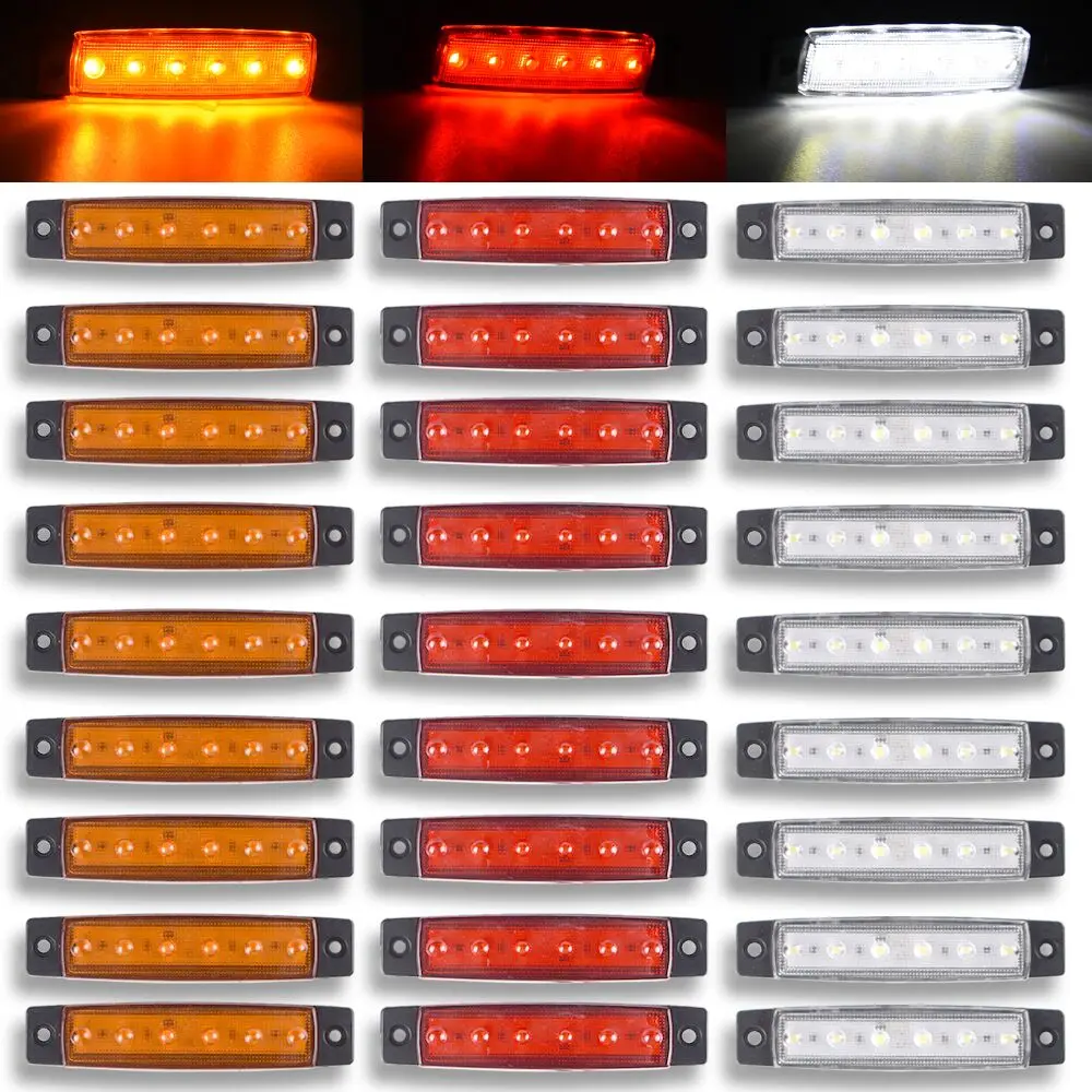 Red yellow white blue green 12 / 24V 6 SMD LED car bus truck truck side marking indicator LED trailer light rear side light
Red yellow white blue green 12 / 24V 6 SMD LED car bus truck truck side marking indicator LED trailer light rear side light